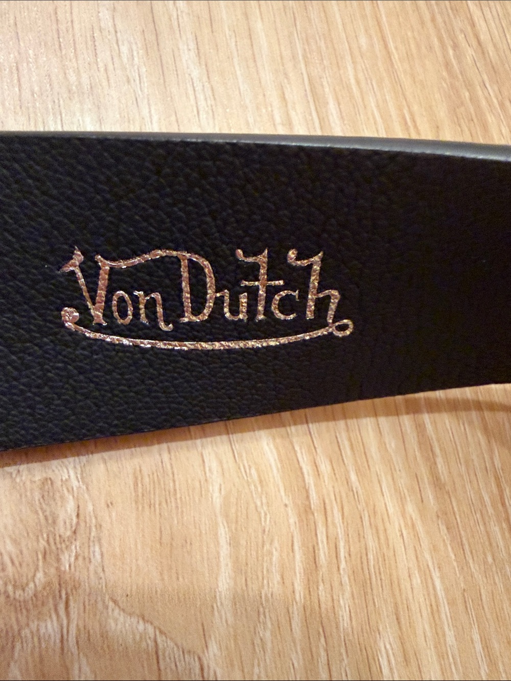 Von Dutch Black Belt with Silver Oval Logo Buckle - Picture 3 of 7
